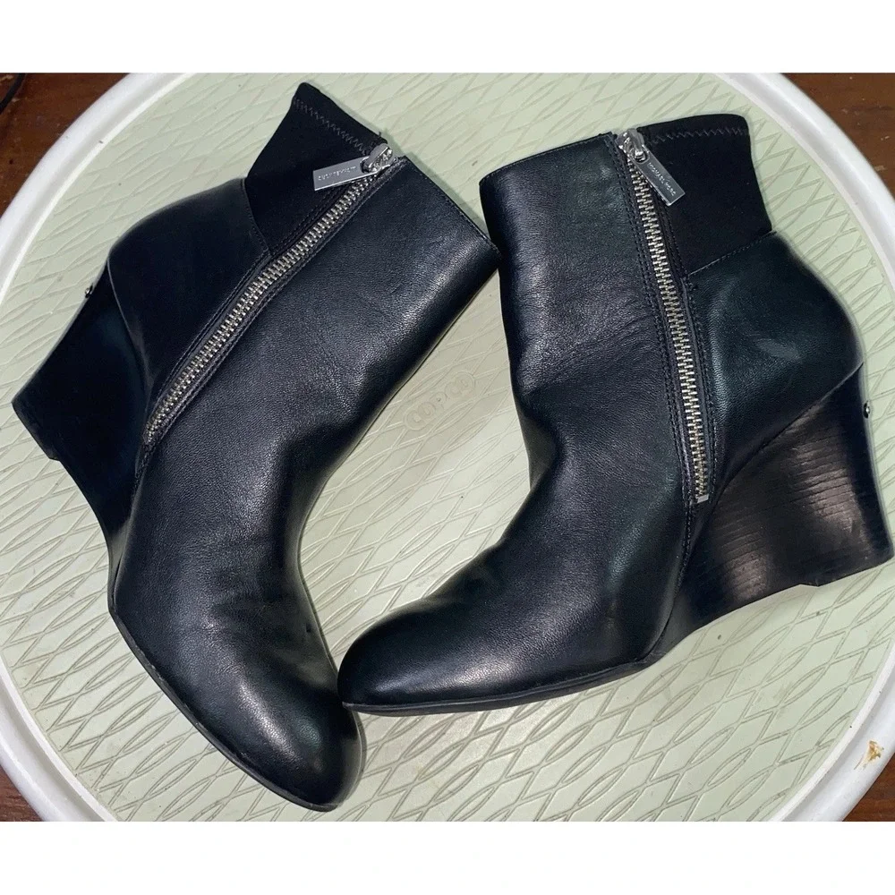 Michael Kors Bromley Women's Leather Ankle Bootie Wedges Black Boots‎ Sz. 8.5 M